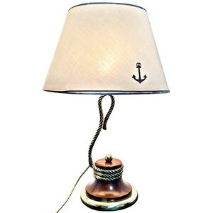 Authentic Vintage Gucci Special Order Oak & Brass Anchor Shade Table Lamp